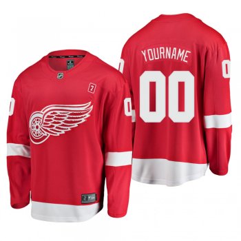 Men's Custom #00 Detroit Red Wings Home Red #7 Patch Jersey