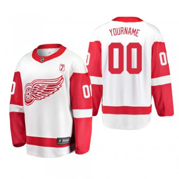 Men's Custom #00 Detroit Red Wings Away White #7 Patch Jersey