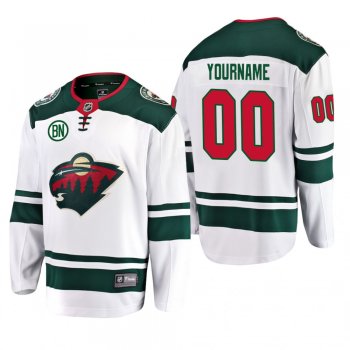 Custom #00 Minnesota Wild Away White Men's Jersey with BN Patch