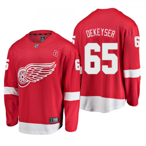 Men's Danny DeKeyser #65 Detroit Red Wings Home Red #7 Patch Jersey