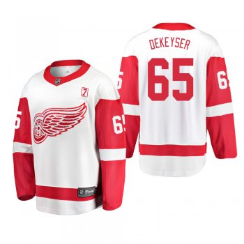 Men's Danny DeKeyser #65 Detroit Red Wings Away White #7 Patch Jersey