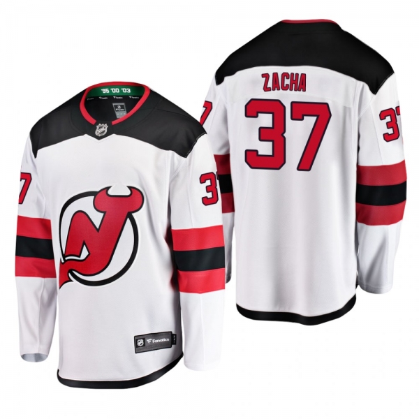 Men's New Jersey Devils Pavel Zacha #37 Away White Breakaway Player Cheap Jersey