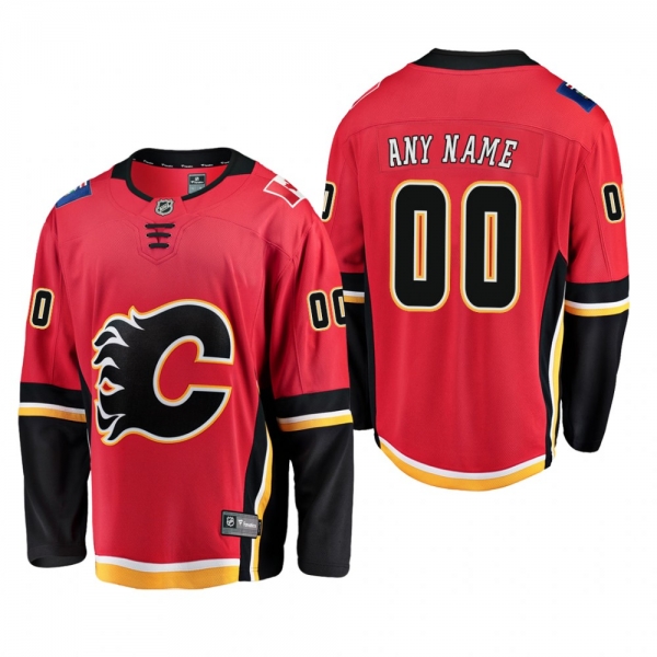 Men's Calgary Flames Custom #00 Home Red Breakaway Player Cheap Jersey