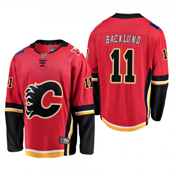 Men's Calgary Flames Mikael Backlund #11 Home Red Breakaway Player Cheap Jersey