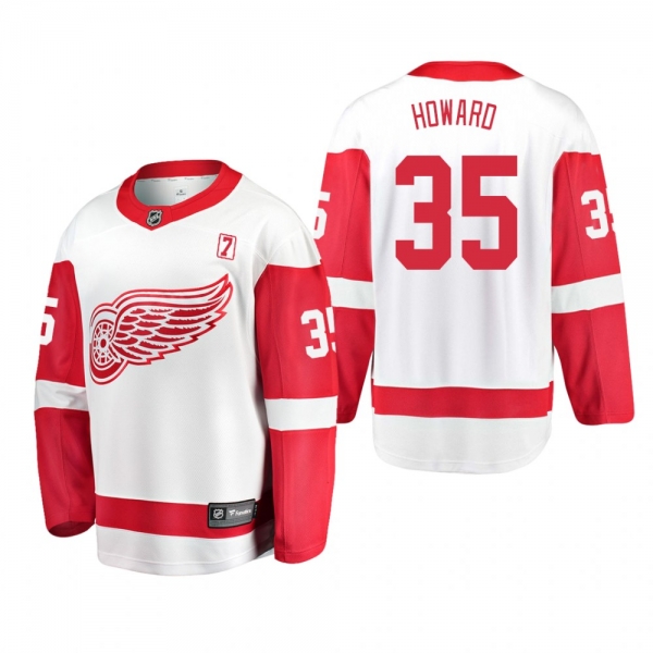 Men's Jimmy Howard #35 Detroit Red Wings Away White #7 Patch Jersey