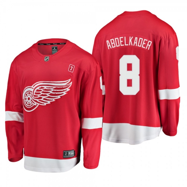 Men's Justin Abdelkader #8 Detroit Red Wings Home Red #7 Patch Jersey