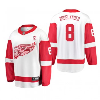 Men's Justin Abdelkader #8 Detroit Red Wings Away White #7 Patch Jersey