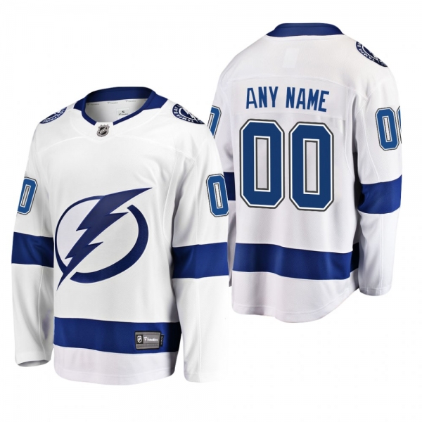 Men's Tampa Bay Lightning Custom #00 Away White Breakaway Player Cheap Jersey