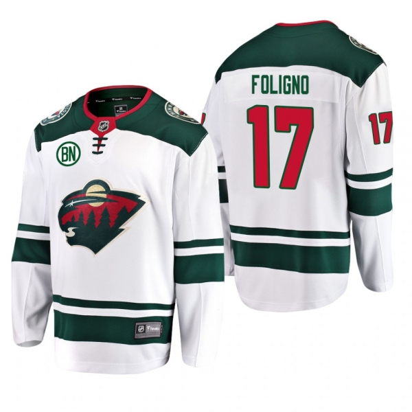 Marcus Foligno #17 Minnesota Wild Away White Men's Jersey with BN Patch