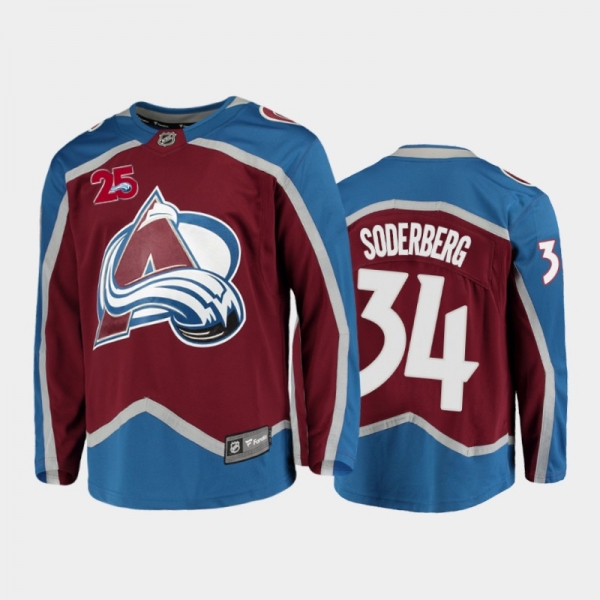 Men's Colorado Avalanche Carl Soderberg #34 Home Burgundy 2021 Jersey