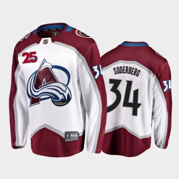 Men's Colorado Avalanche Carl Soderberg #34 Away White 2021 Jersey