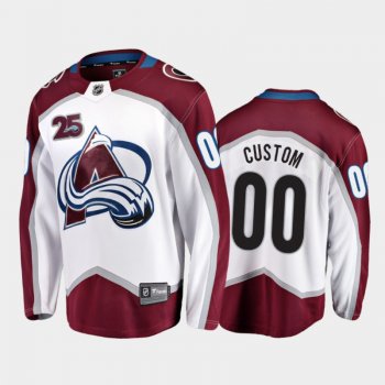 Men Colorado Avalanche Custom #00 25th Anniversary White 2020-21 Away Jersey