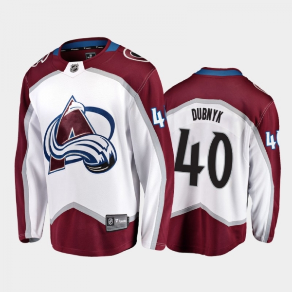 Men's Colorado Avalanche Devan Dubnyk #40 Away White 2021 Jersey