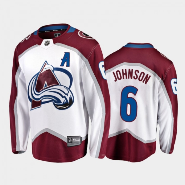 Avalanche Erik Johnson #6 Road 2021-22 White Away Jersey