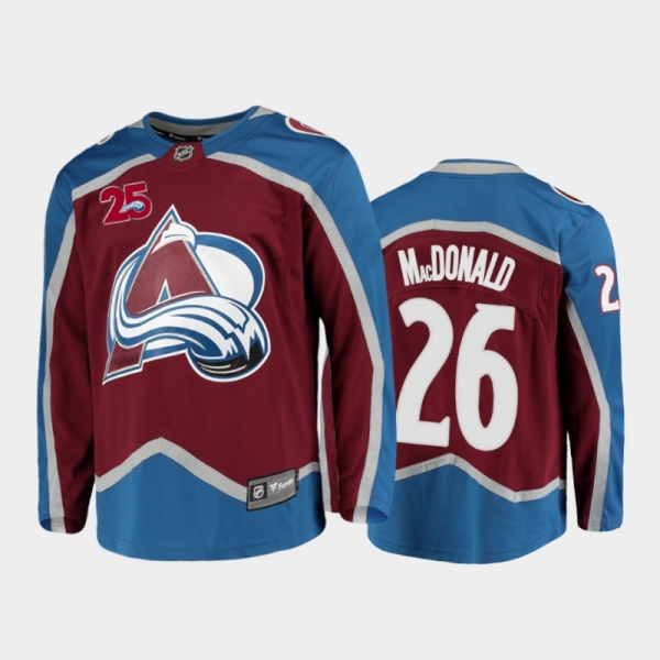 Men's Colorado Avalanche Jacob MacDonald #26 Home Burgundy 2021 Jersey