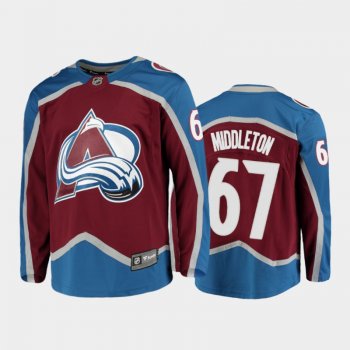 Men's Colorado Avalanche Keaton Middleton #67 Home Burgundy 2021 Jersey