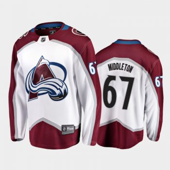 Men's Colorado Avalanche Keaton Middleton #67 Away White 2021 Jersey