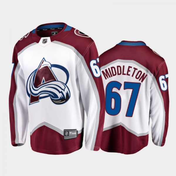 Avalanche Keaton Middleton #67 Road 2021-22 White Away Jersey