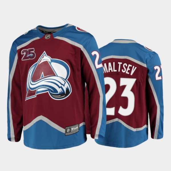 Colorado Avalanche #23 Mikhail Maltsev Home Burgundy 2021 Jersey