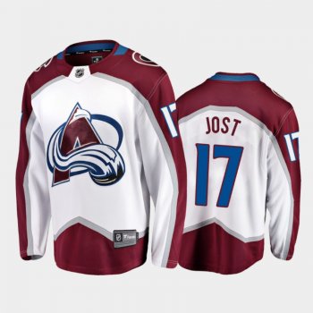 Avalanche Tyson Jost #17 Road 2021-22 White Away Jersey