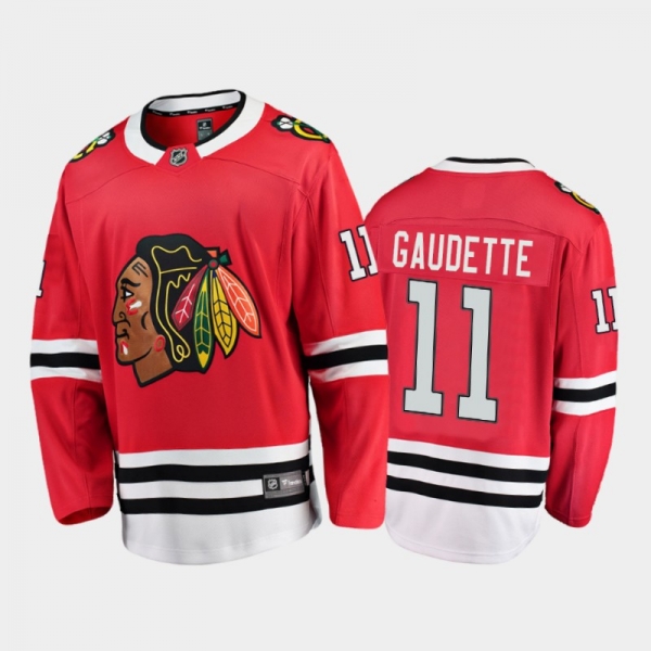 Men's Chicago Blackhawks Adam Gaudette #11 Home Red 2021 Jersey