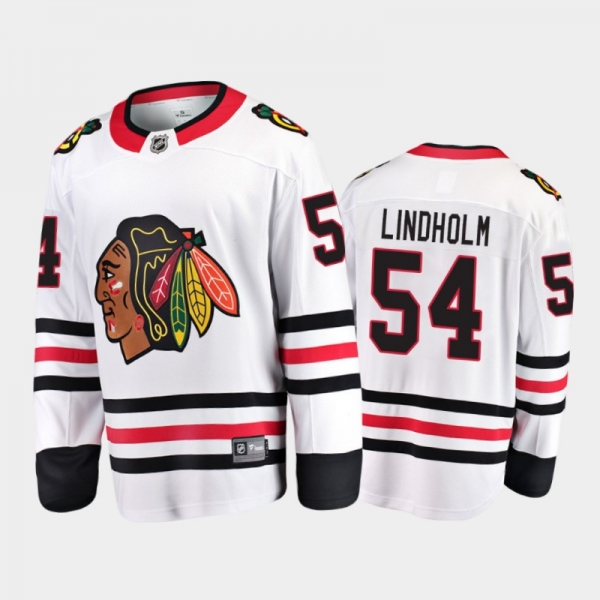 Chicago Blackhawks Anton Lindholm #54 Away White 2020-21 Breakaway Player Jersey