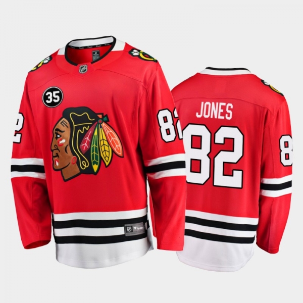 Chicago Blackhawks #82 Caleb Jones 35 Patch Honor Tony Esposito Red Home Jersey