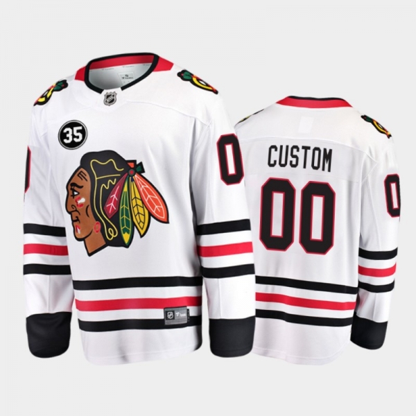 Chicago Blackhawks #00 Custom 35 Patch Honor Tony Esposito White Away Jersey