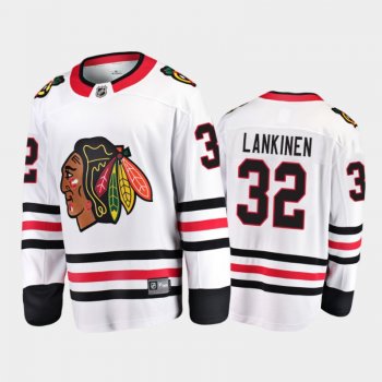 Men's Chicago Blackhawks Kevin Lankinen #32 Away White 2020-21 Breakaway Player Jersey