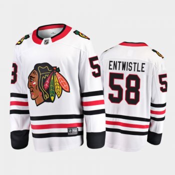 Men's Chicago Blackhawks MacKenzie Entwistle #58 Away White 2021 Jersey