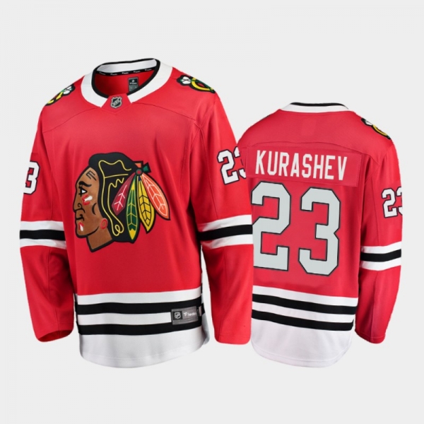 Men's Chicago Blackhawks Philipp Kurashev #23 Home Red 2020-21 Breakaway Player Jersey