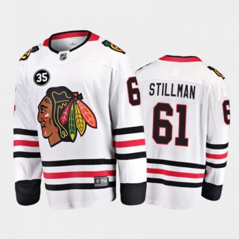 Chicago Blackhawks #61 Riley Stillman 35 Patch Honor Tony Esposito White Away Jersey