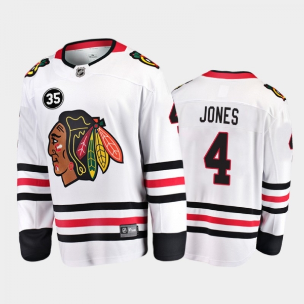 Chicago Blackhawks #4 Seth Jones 35 Patch Honor Tony Esposito White Away Jersey