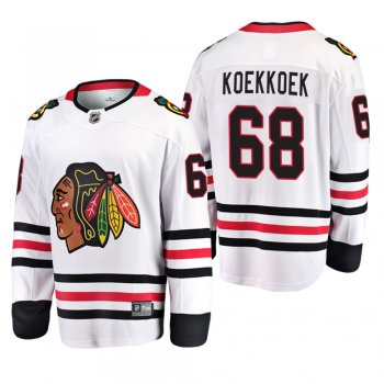 Chicago Blackhawks Slater Koekkoek #68 Away White 2019-20 Breakaway Player Jersey