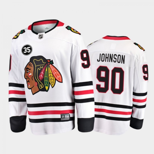 Chicago Blackhawks #90 Tyler Johnson 35 Patch Honor Tony Esposito White Away Jersey