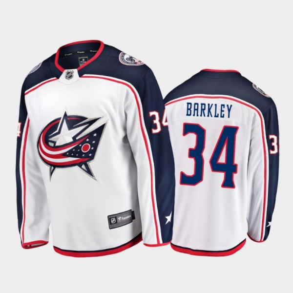 Men's Columbus Blue Jackets Charles Barkley #34 Away White 2021 Jersey