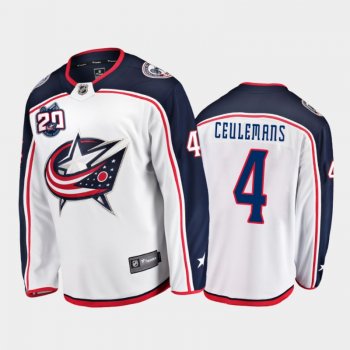 Men Columbus Blue Jackets Corson Ceulemans #4 Away White 2021 NHL Draft Jersey