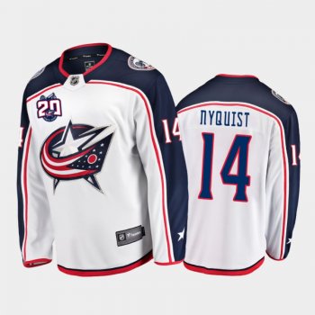 Men's Columbus Blue Jackets Gustav Nyquist #14 20th Anniversary White Away Jersey