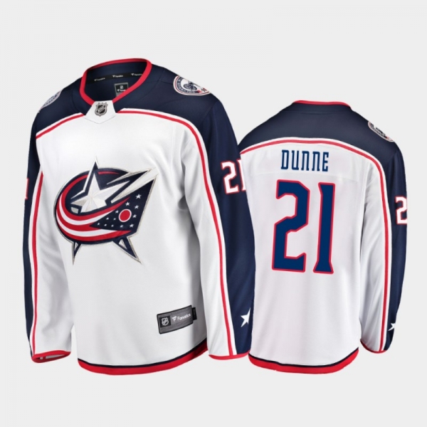 Men's Columbus Blue Jackets Josh Dunne #21 Away White 2021 Jersey