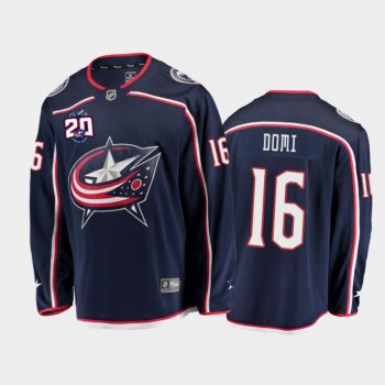 Men's Columbus Blue Jackets Max Domi #16 20th Anniversary Navy Home Jersey