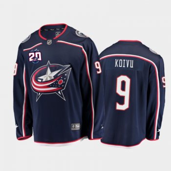 Men's Columbus Blue Jackets Mikko Koivu #9 Home Navy 2020-21 20th Anniversary Jersey