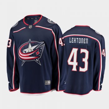 Men's Columbus Blue Jackets Mikko Lehtonen #43 Home Navy 2021 Breakaway Jersey