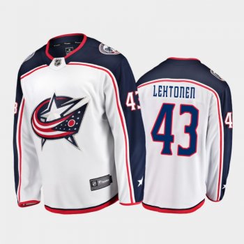 Men's Columbus Blue Jackets Mikko Lehtonen #43 Away White 2021 Breakaway Jersey