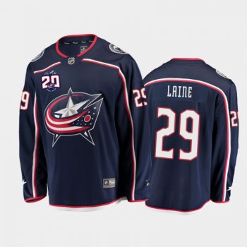 Men's Columbus Blue Jackets Patrik Laine #29 20th Anniversary Navy 2020-21 Home Jersey