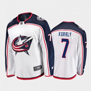 Columbus Blue Jackets #7 Sean Kuraly Away White 2021 Player Jersey