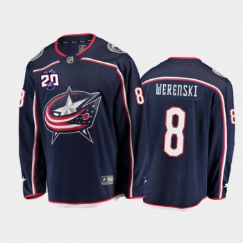 Men's Columbus Blue Jackets Zach Werenski #8 20th Anniversary Navy Home Jersey