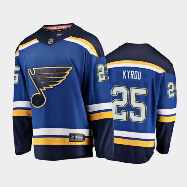 St. Louis Blues Jordan Kyrou #25 Home Blue 2020-21 Breakaway Player Jersey