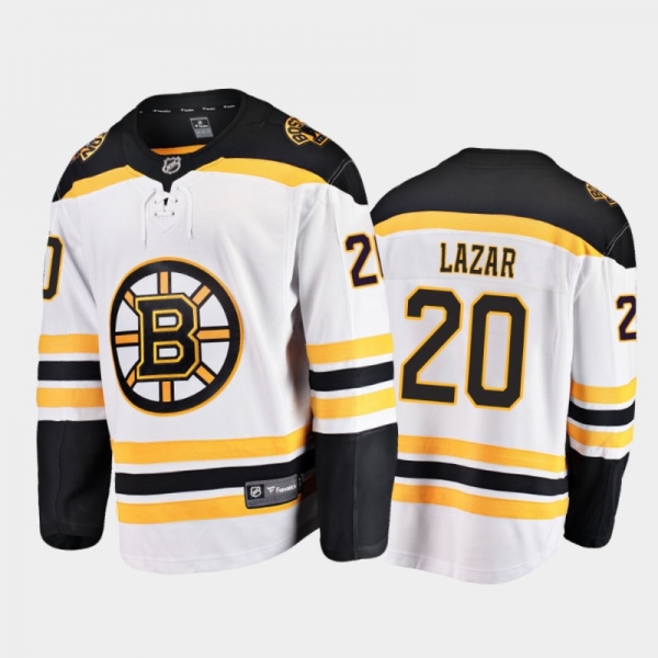 Men's Boston Bruins Curtis Lazar #20 Away White 2021 Jersey