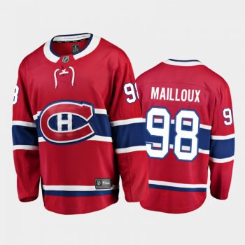 Men Montreal Canadiens Logan Mailloux #98 Home Red 2021 NHL Draft Jersey