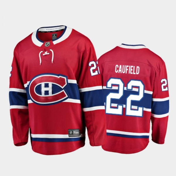 Men's Montreal Canadiens Cole Caufield #22 Home Red 2021 Jersey